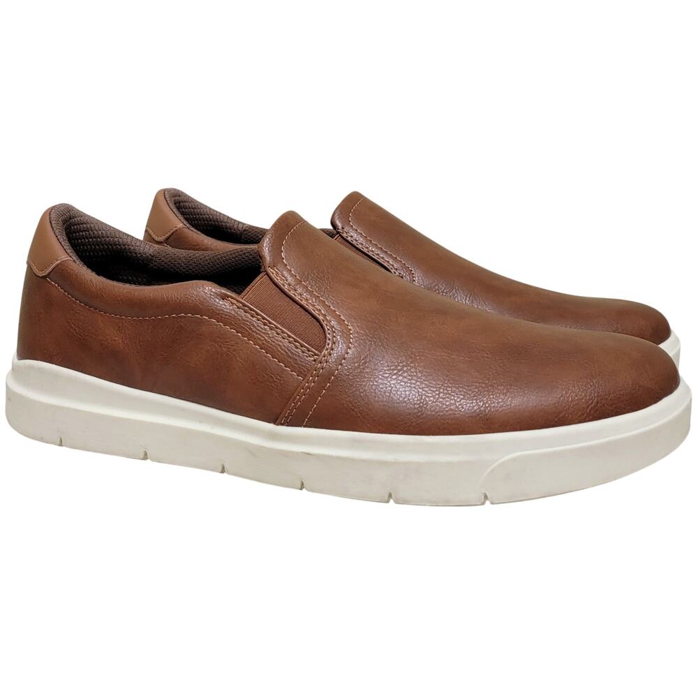 Dr Scholls Men Madison CFX Slip On Sneakers Size US 11.5W Dark Tan Faux Leather